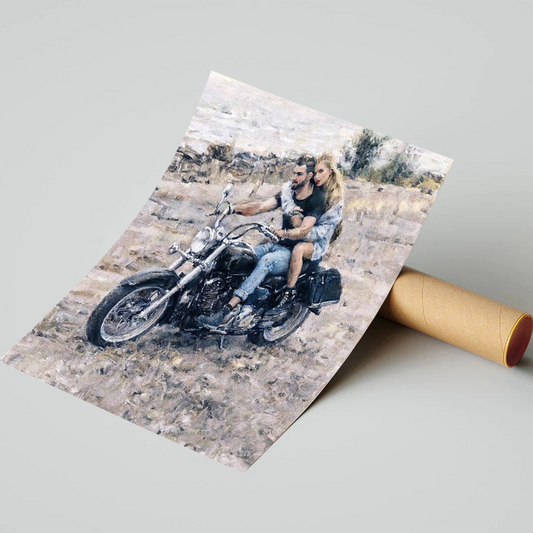 Custom Motorcycle Oil Painting | Hand-Painted Motorbike Portrait Art